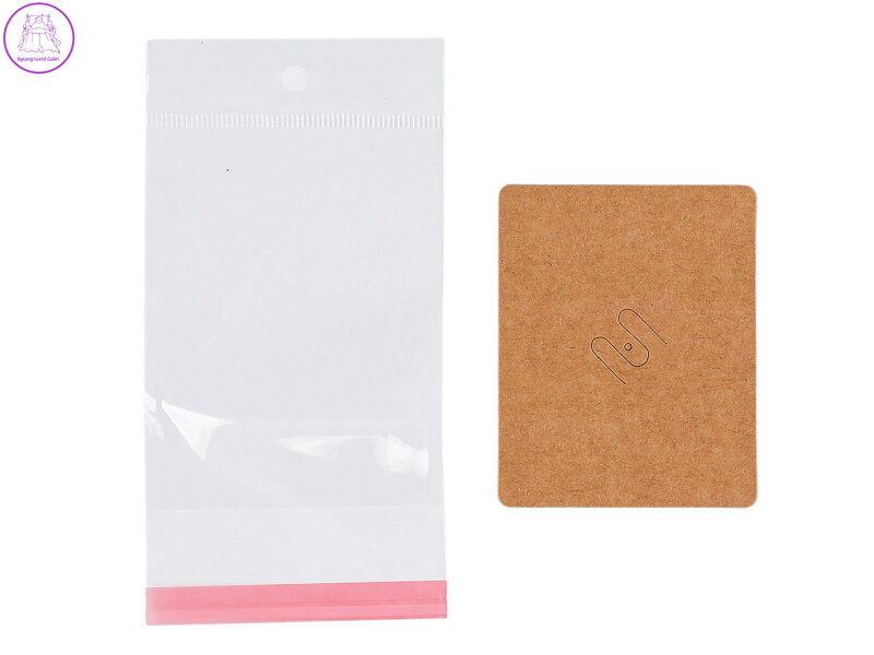 Papírová karta na brož se sáčkem s eurozávěsem 6x7,5 cm