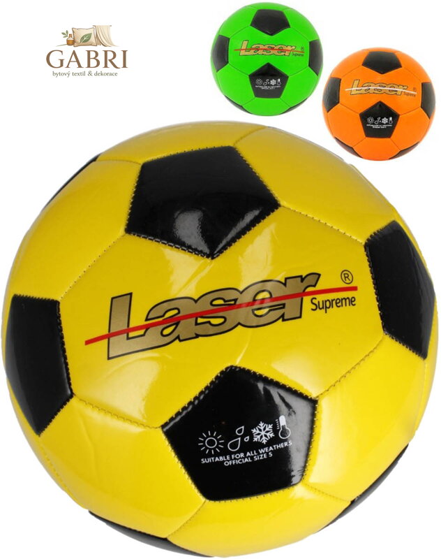 Míč kopací fotbalový kopačák Laser neon lesklý vel. 5 na kopanou 3 barvy