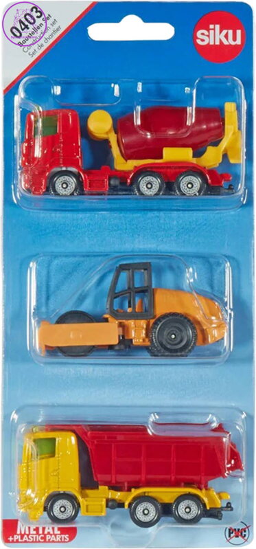 SIKU Stavební vozidla set parní válec se sklápěčkou a míchačkou kov 0403