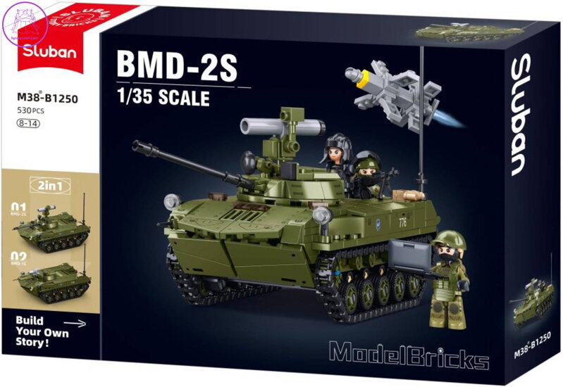 SLUBAN Model Bricks Bojové vozidlo BMD-25 530 dílků + 3 figurky STAVEBNICE