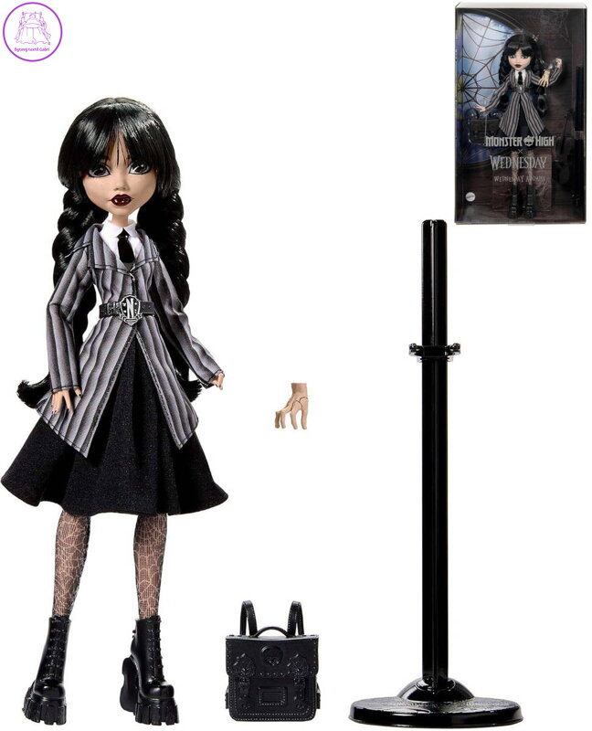 MATTEL MONSTER HIGH Panenka Wednesday Addams se stojánkem