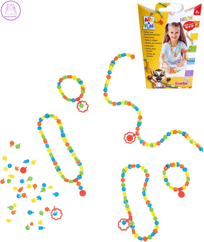SIMBA Korálky barevné neonové nacvakávací s přívěšky set 250ks
