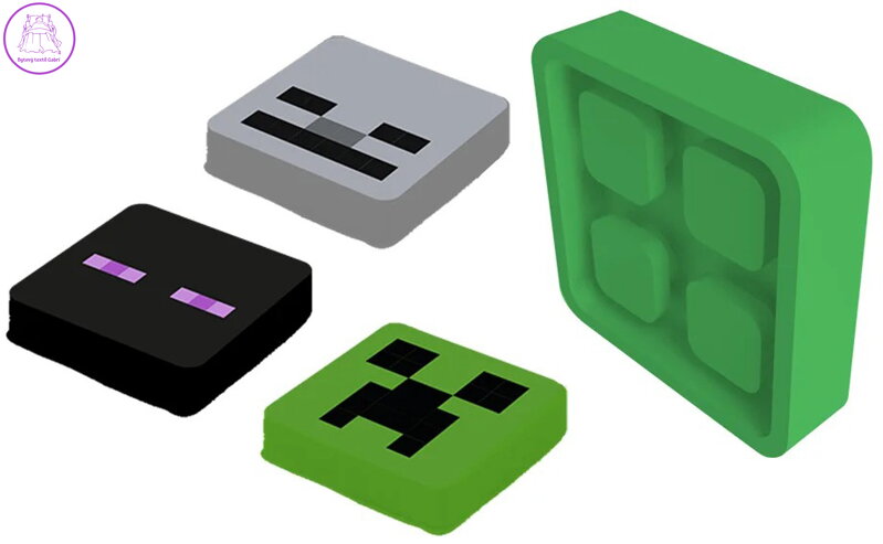 PIXIE CREW & MINECRAFT Odznáček reflexní + 3 multipixely silikon