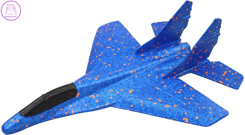 Letadlo soft pěnové stíhačka házecí 42cm polystyrenová modrá