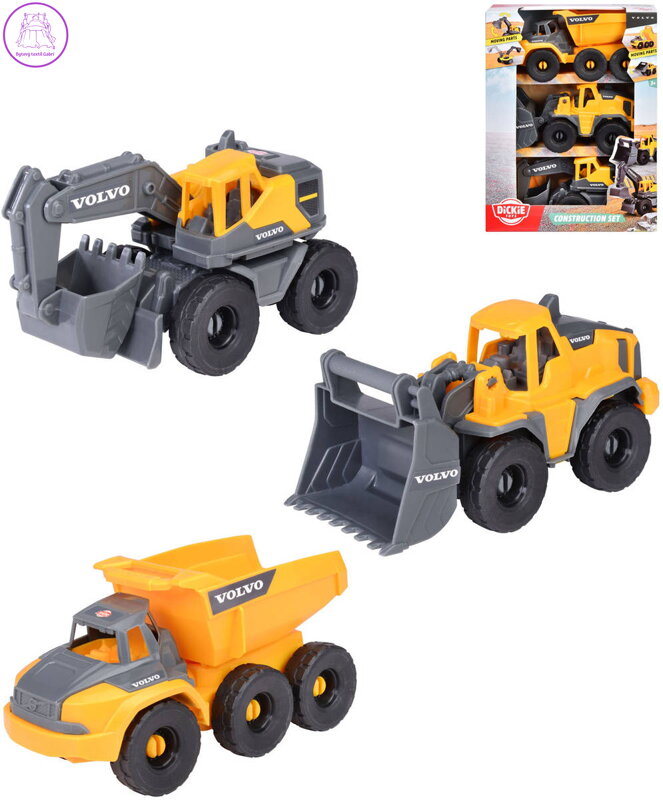 DICKIE Auto stavební Volvo funkční set 3ks volný chod plast