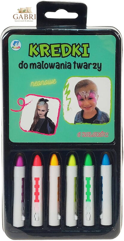 Tužky neonové barevné na malování na obličej set 6 barev