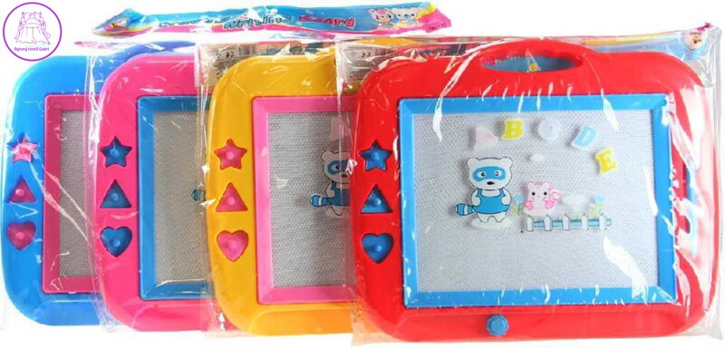 Tabulka dětská magnetická set s razítky a kouzelným perem 4 barvy plast