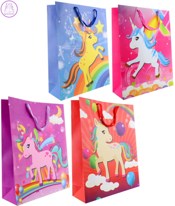Taška dárková dětská velká Jednorožec 43x55cm 4 druhy