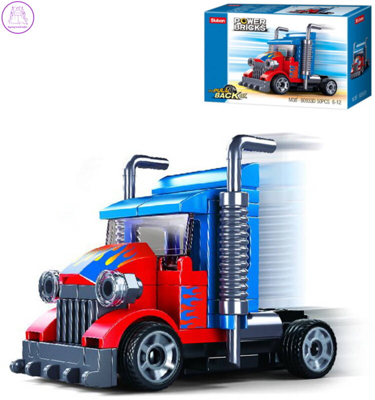SLUBAN Power Bricks Tahač auto zpětný chod 50 dílků STAVEBNICE