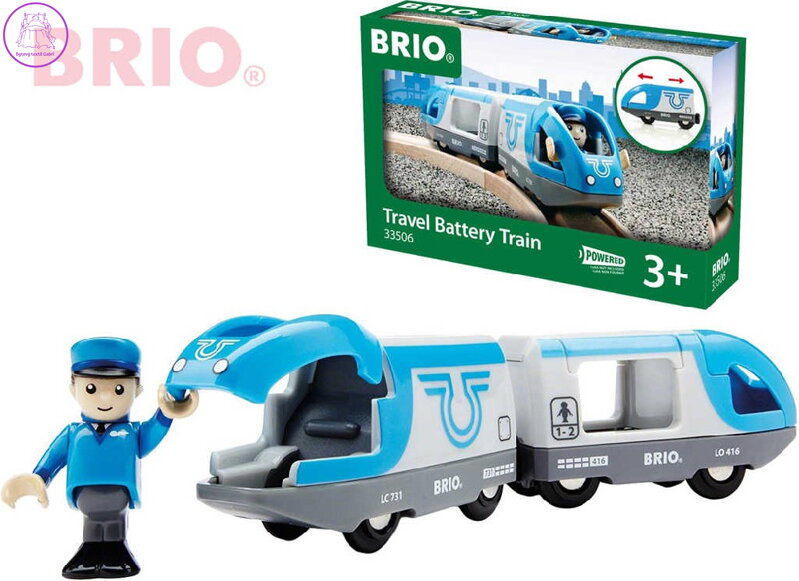 BRIO DŘEVO Set elektrická vlaková souprava + figurka strojvedoucí na baterie