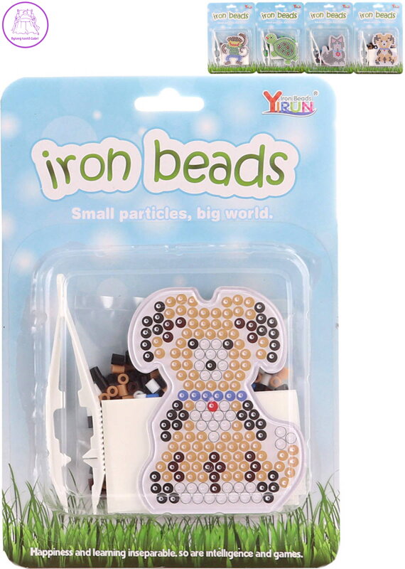 Korálky zažehlovací zvířátka kreativní set s podložkou a pinzetou 4 druhy