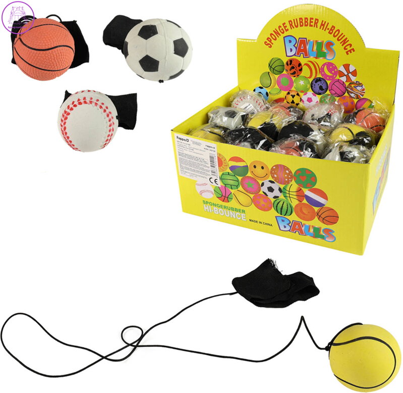 Míček skákací vracející se na gumě tréninkový 4 druhy v sáčku