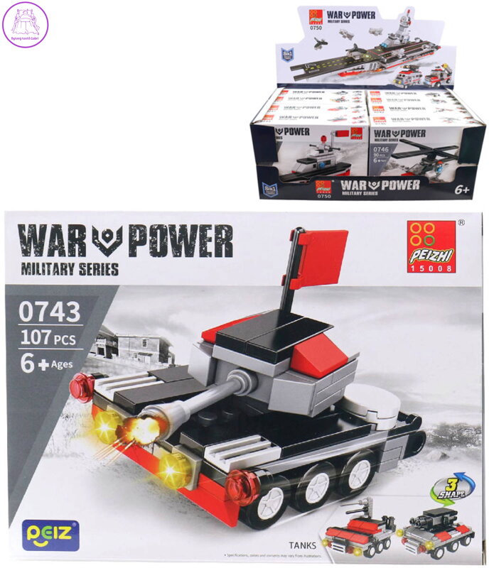 Stavebnice army vojenská technika 90-107 dílků 8 druhů