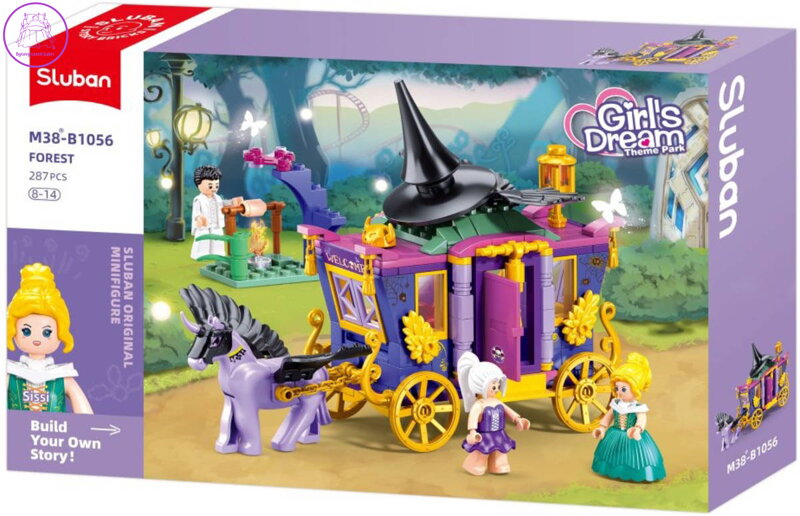 SLUBAN Girls Dream Kočár s jednorožcem 287 dílků + 4 figurky STAVEBNICE