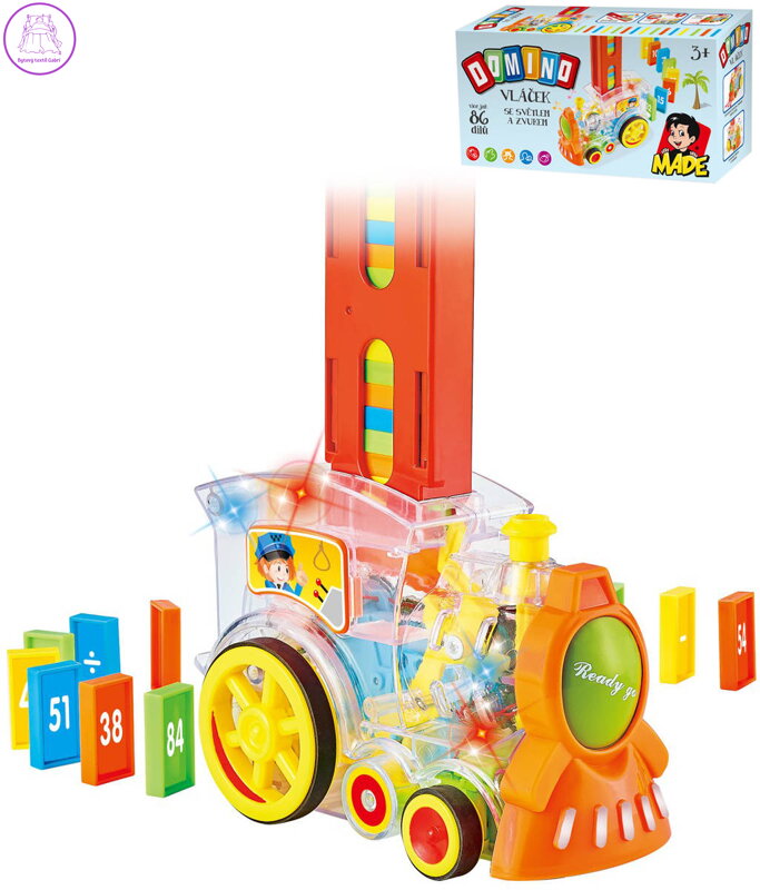 Vláček transparentní samostavěcí domino na baterie Světlo Zvuk