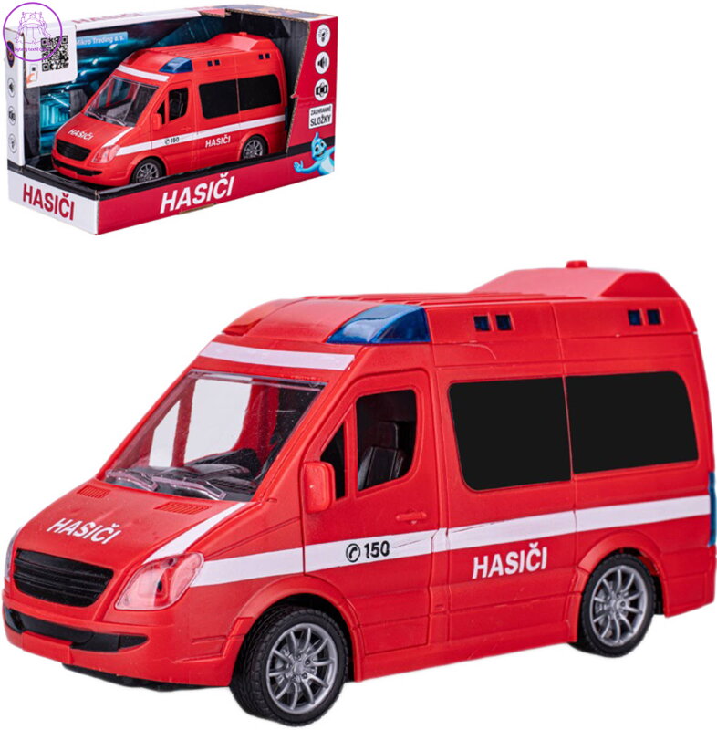 Auto hasiči dodávka na setrvačník na baterie Světlo Zvuk CZ