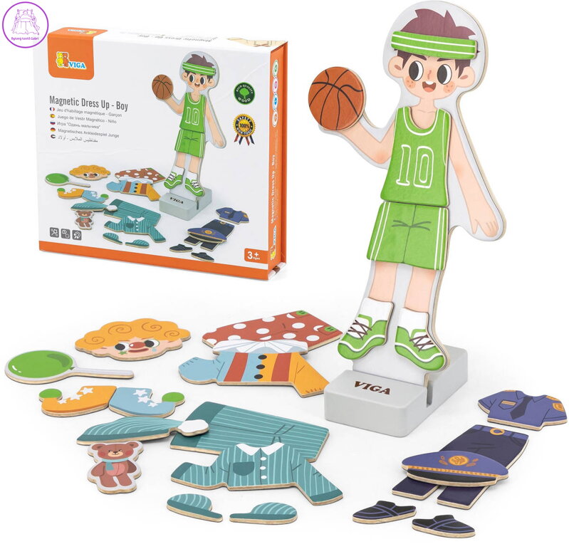 VIGA DŘEVO Magnetické oblékání Chlapec 8 stylů  *DŘEVĚNÉ HRAČKY*