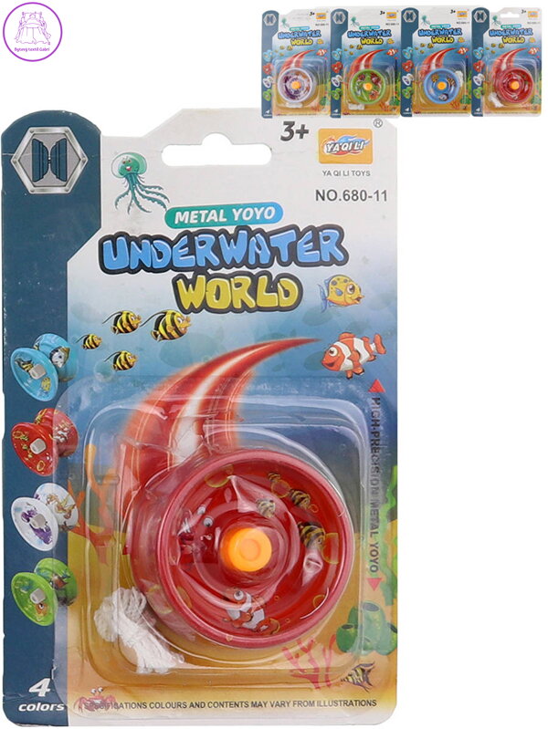 Hra Jojo (jo-jo) kovové se zvířátky mořský svět 4 barvy