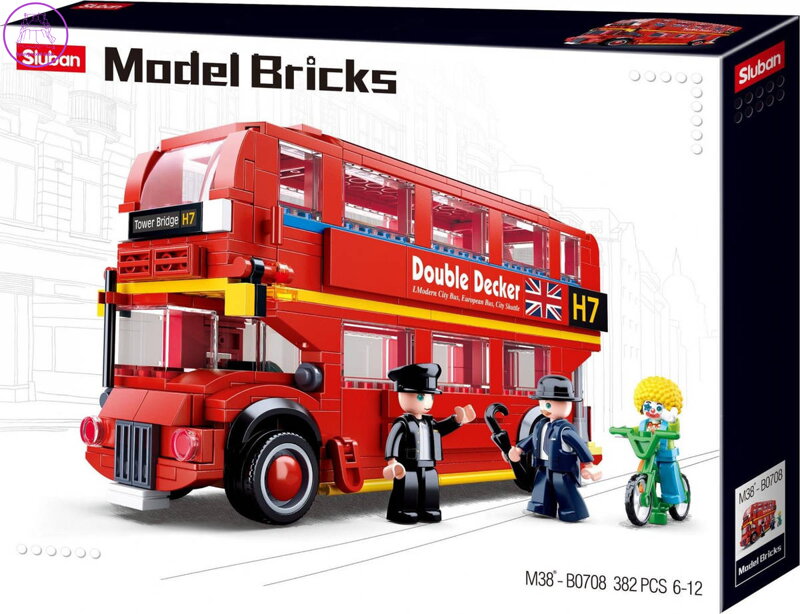 SLUBAN Model Bricks Autobus Double Decker 382 dílků + 3 figurky STAVEBNICE