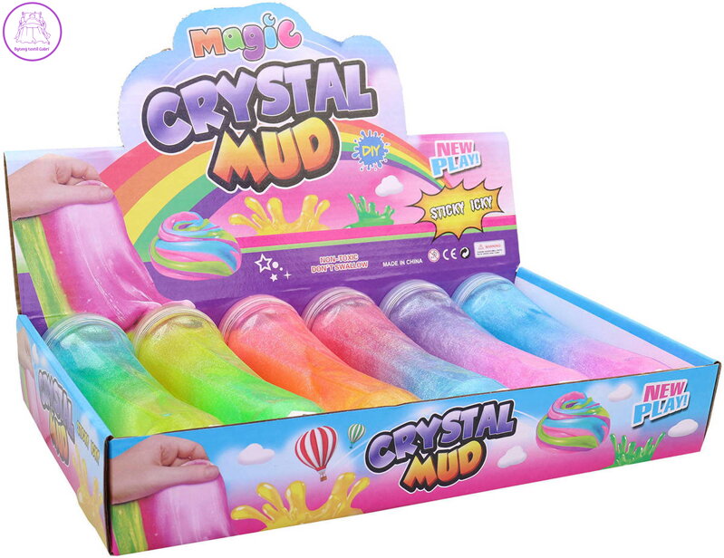 Sliz Crystal Mud krystalický třpytivý v láhvi barevný mix barev