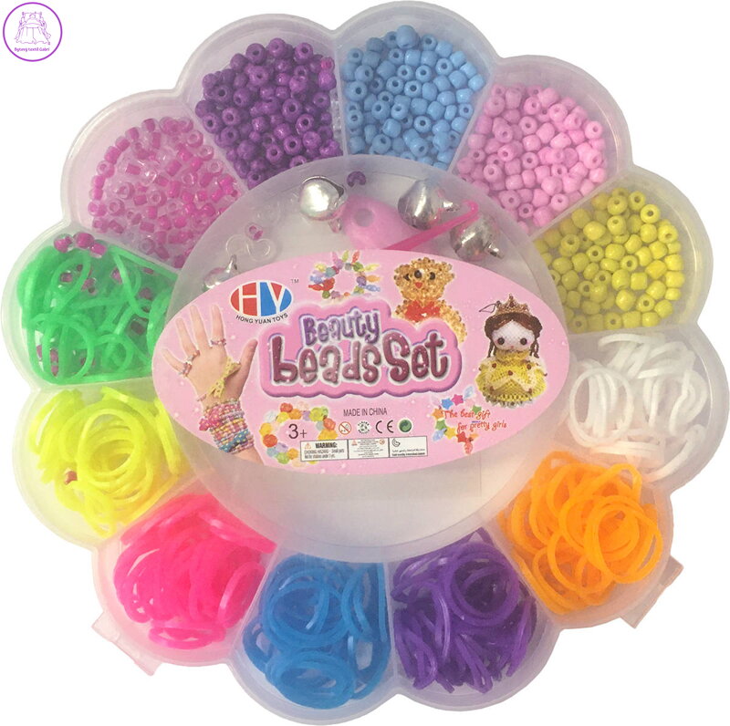 Navlékací korálky + gumičky kreativní set výroba dětské bižuterie květina