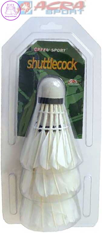 ACRA Košík péřový na badminton bílý set 3ks blistr