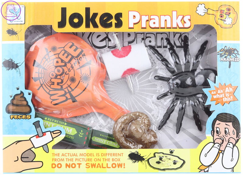 Žertovné předměty set prdicí polštářek s hovínkem a doplňky 5ks prank