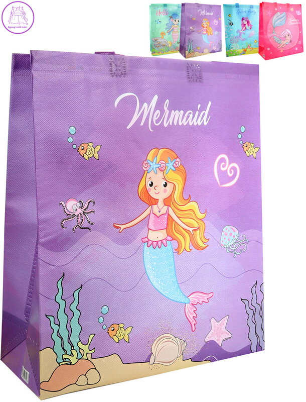 Taška dárková plastová mořská panna 32x36x12cm 4 druhy