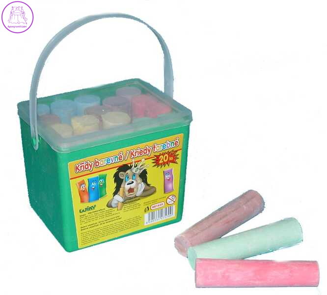 Křídy chodníkové barevné kulaté Set 20ks 6 barev v plastové dóze na chodník