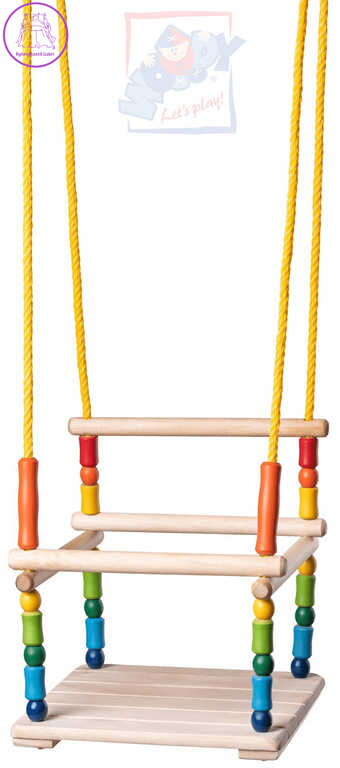 WOODY DŘEVO Houpačka závěsná barevná s ohrádkou *DŘEVĚNÉ HRAČKY*