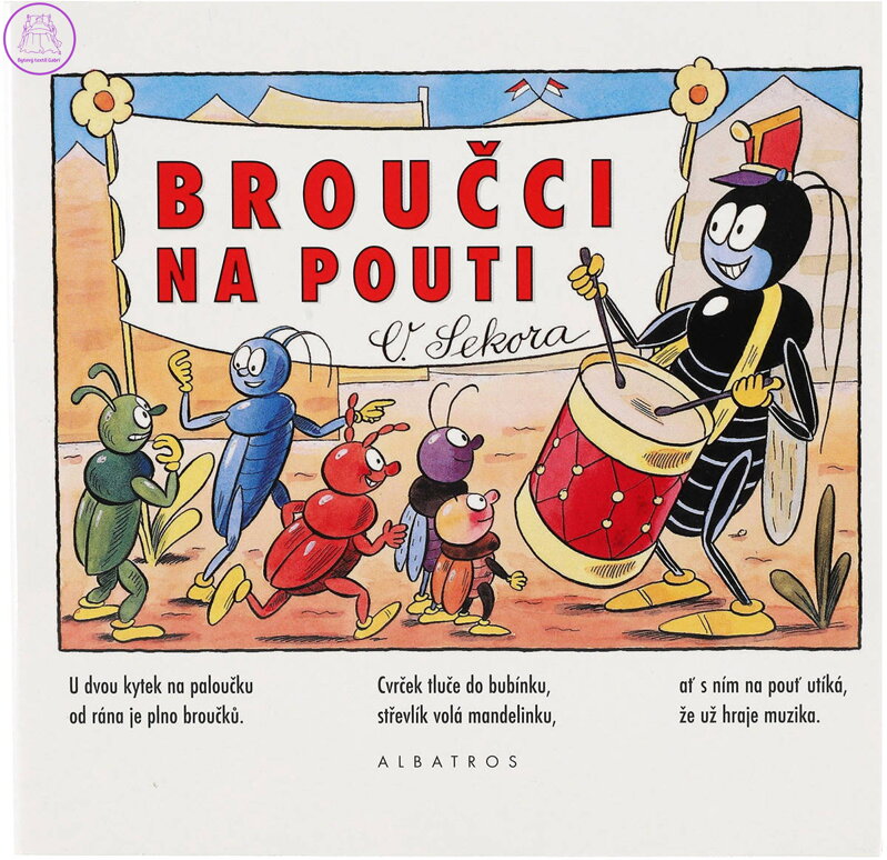 Knížka baby obrázkové veršované leporelo Broučci na pouti CZ text