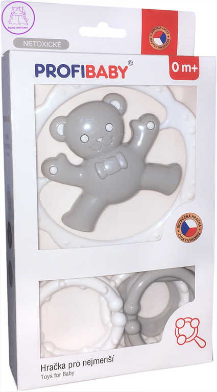 PROFIBABY Baby chrastítko medvídek s tvary pro miminko v krabici