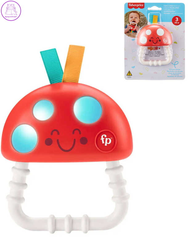 FISHER PRICE Baby kousátko chrastítko muchomůrka pro miminko na baterie Světlo