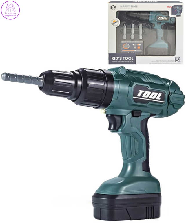 Vrtačka aku šroubovák 19cm na baterie set se 3 nástavci plast v krabici