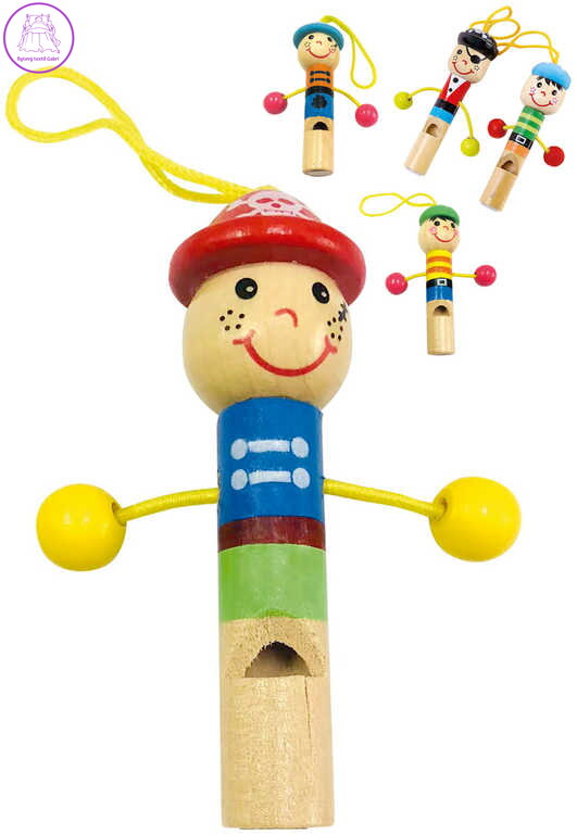 BINO DŘEVO Píšťalka dětská panáček 5 druhů *DŘEVĚNÉ HRAČKY*