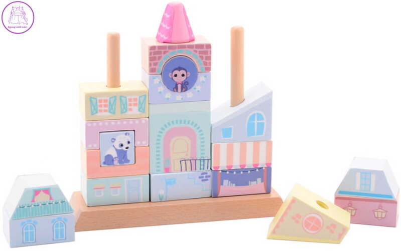 DŘEVO Baby kostky navlékací tvary domeček pro miminko *DŘEVĚNÉ HRAČKY*