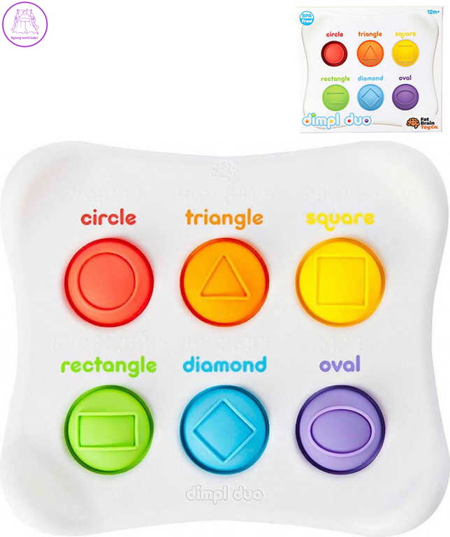 DIMPL Duo Fat Brain polštářky mačkací bublinové tvary a barvy pro miminko silikon