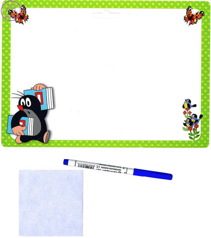 AKIM Tabulka oboustranná stíratelná Krtek (Krteček) A4 set s popisovačem karton