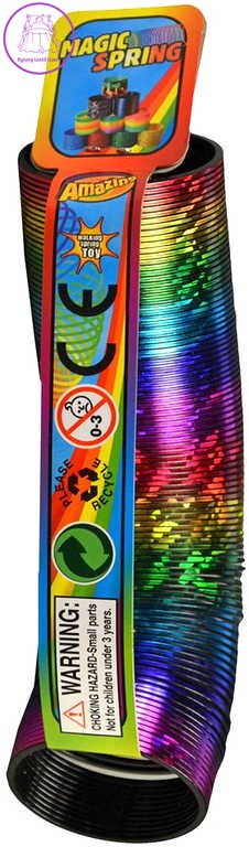 Pružina magická spirála 17cm duhová metalická plast