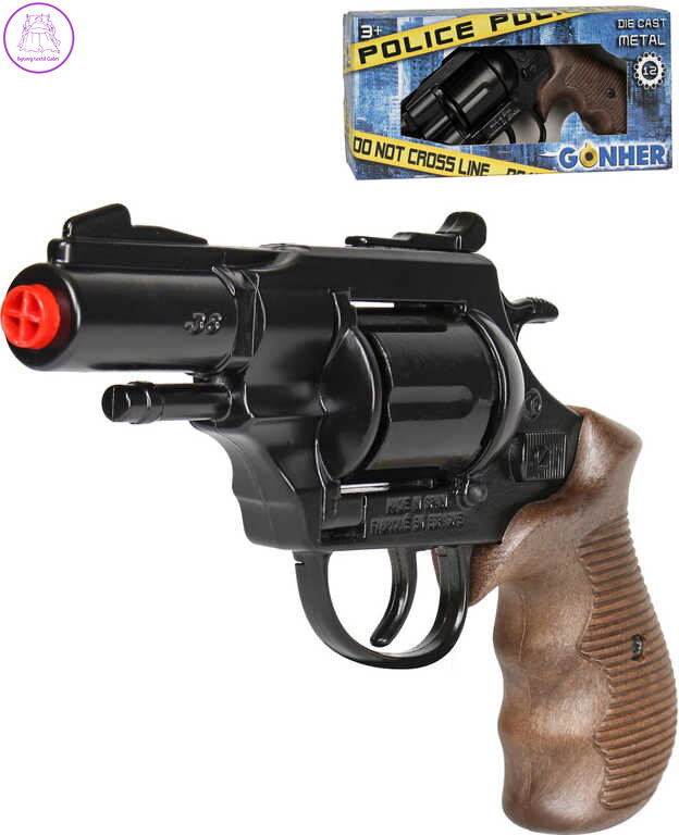 Dětská policejní kapslovka revolver Gold collection černý kovový 12 ran na kapsle
