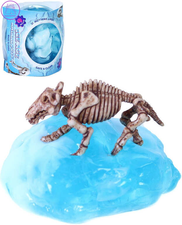 Sliz hmota zábavná ledovec s pravěkou kostrou v krabičce