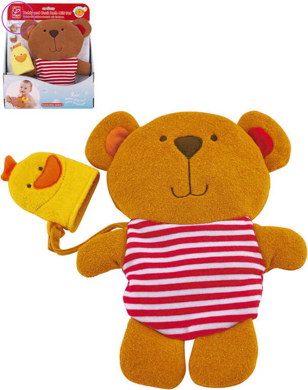 HAPE Baby žínka na umývání medvídek s kačenkou do vany na koupání