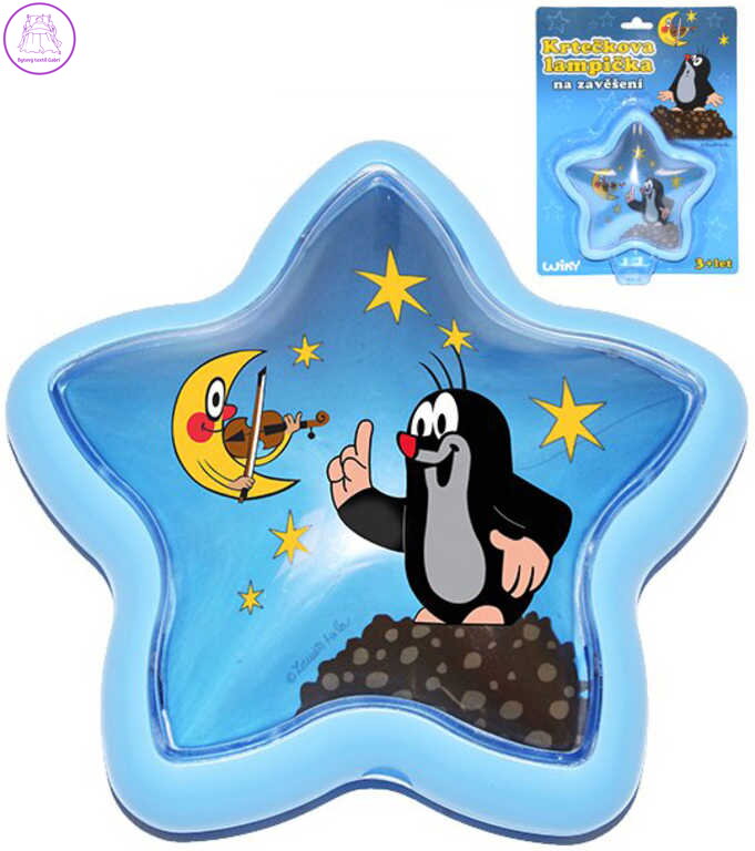 KRTEK (Krteček) Lampička hvězdička 15cm modrá závěsná na baterie Světlo