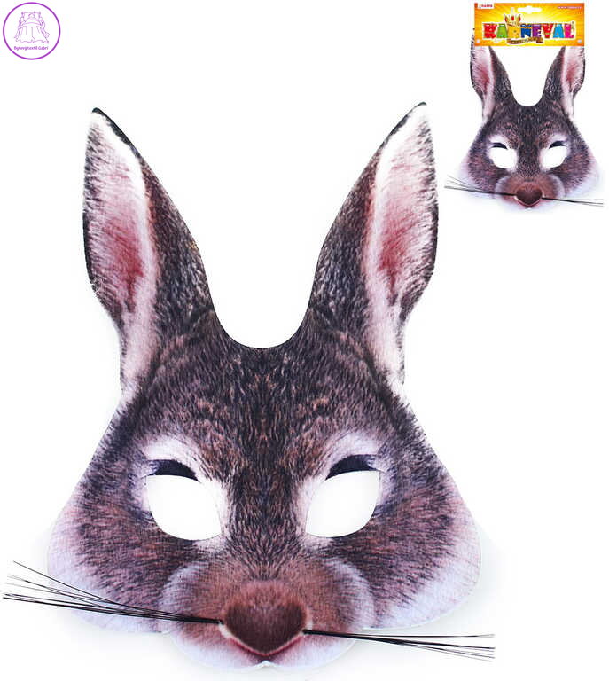 KARNEVAL Maska zvířecí Zajíc dětská látková škraboška KARNEVALOVÝ DOPLNĚK