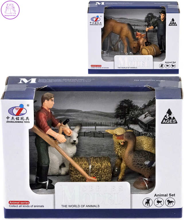 Zvířata domácí farma herní set plastové figurky s farmářem a doplňky různé druhy