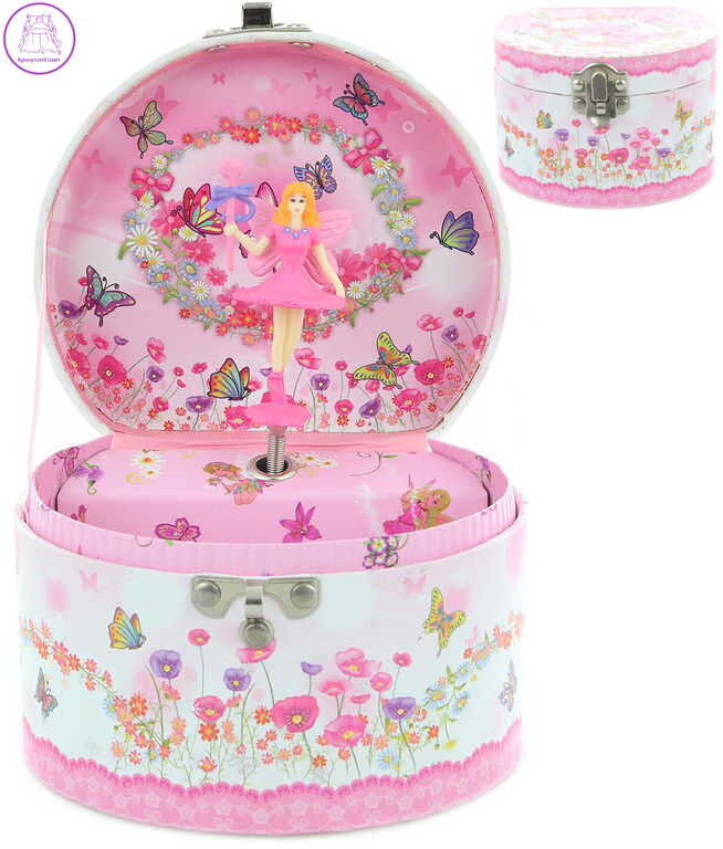Šperkovnice hrací skříňka s panenkou vílou na natažení v sáčku
