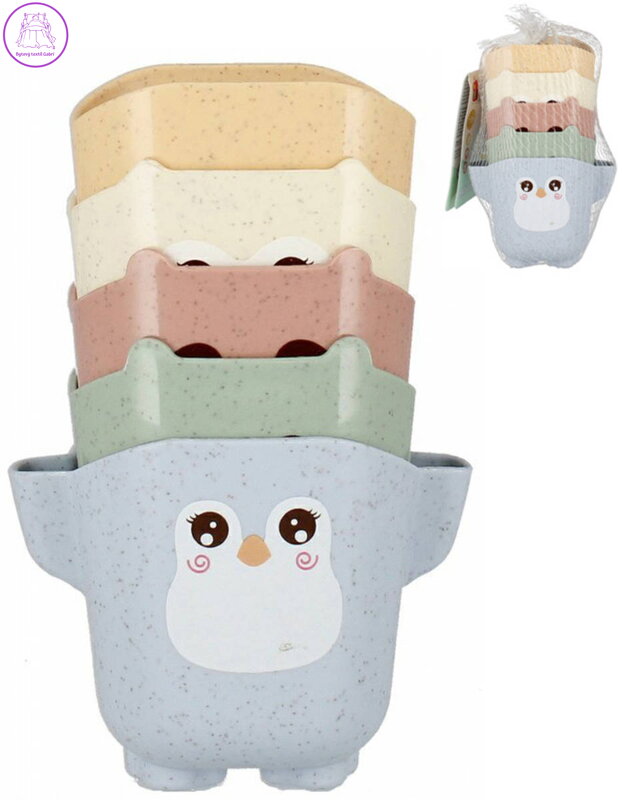 BAM BAM Baby kelímky do vody zvířátka s přísavkou do vany set 5ks pro miminko