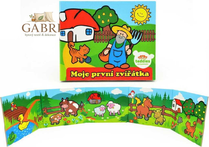 Knížka baby leporelo moje první zvířátka na vesnici skládací knížečka