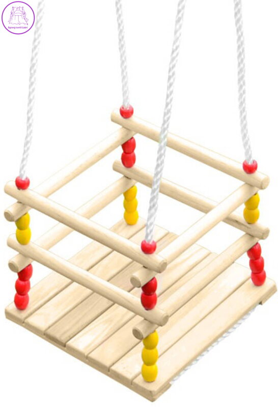 DŘEVO Houpačka natur závěsná s ohrádkou do 80kg *DŘEVĚNÉ HRAČKY*