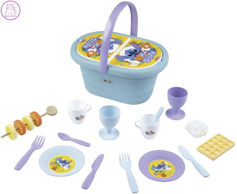 SMOBY Koš piknikový Stitch set s dětským nádobím a potravinami plast